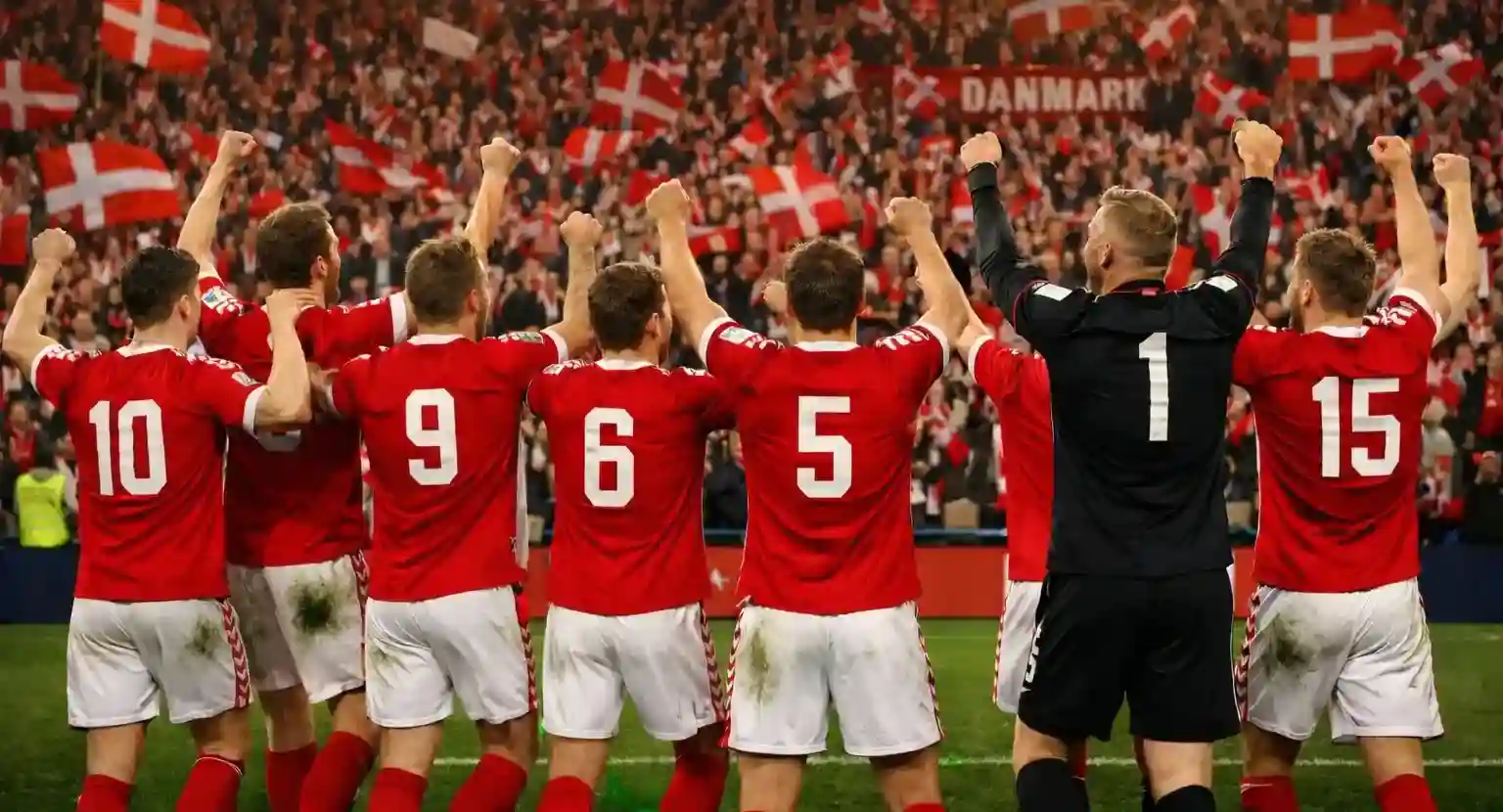 Dansk landshold fejrer sejr foran begejstrede fans i Parken
