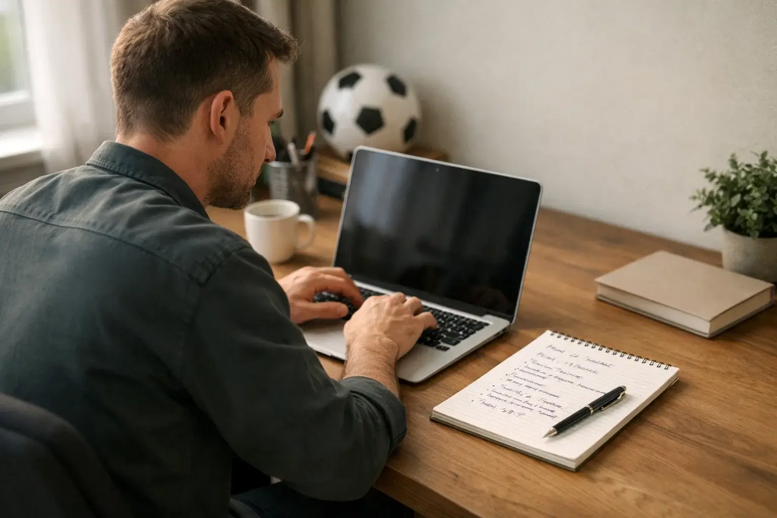 Person der forbereder sig til live betting med analyse